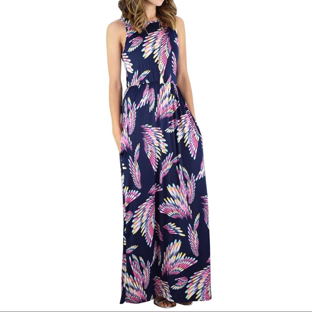 Floral Print Tank Dress with Pockets size S